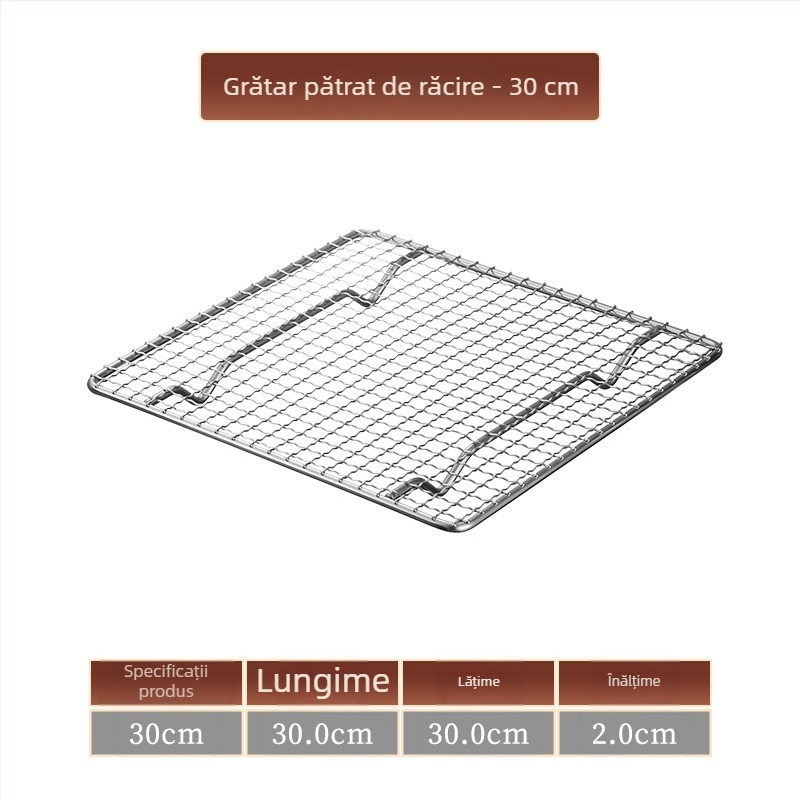 Grătar din oțel inoxidabil pentru barbecue, pătrat, cu drenaj de apă și ulei, plasă întărită cu picioare, pătrate mici, pentru exterior.