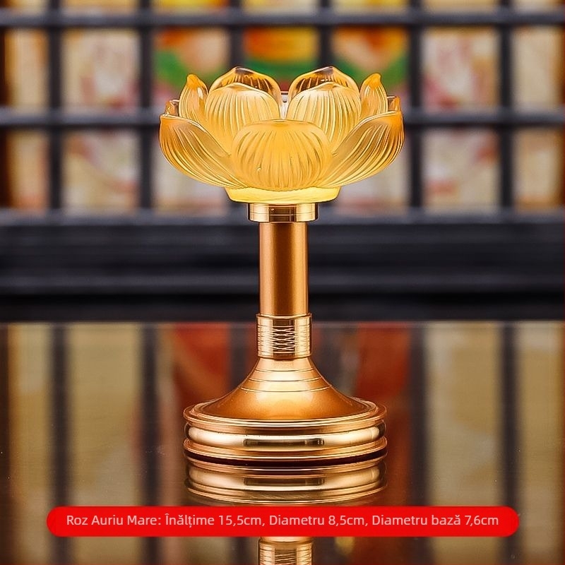 Suport de lumânare cu lotus din sticlă pentru uz casnic, bază pentru lampă cu unt, lampă de ofrandă budistă, suport pentru lampa lui Buddha, decor pentru lampă