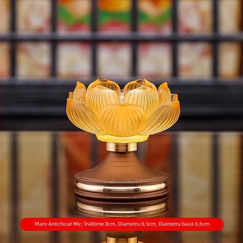Suport de lumânare cu lotus din sticlă pentru uz casnic, bază pentru lampă cu unt, lampă de ofrandă budistă, suport pentru lampa lui Buddha, decor pentru lampă