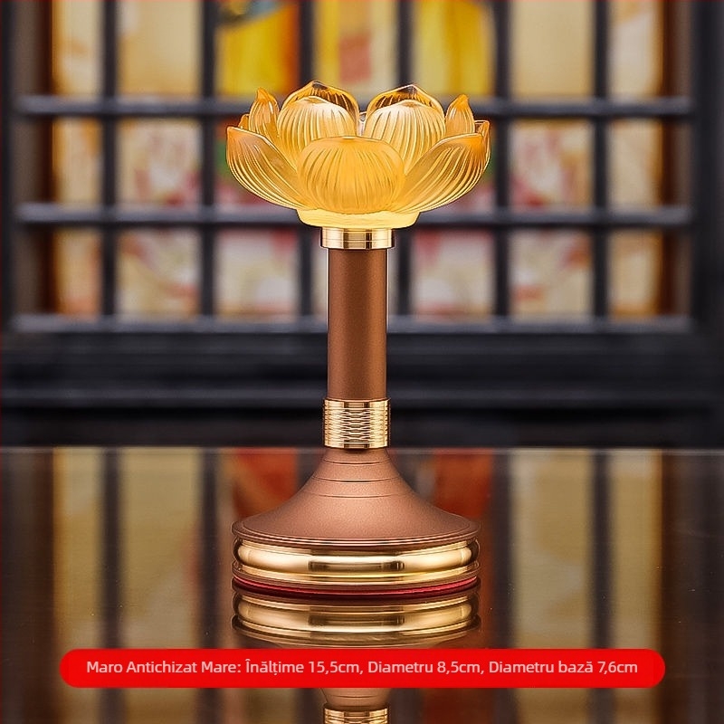 Suport de lumânare cu lotus din sticlă pentru uz casnic, bază pentru lampă cu unt, lampă de ofrandă budistă, suport pentru lampa lui Buddha, decor pentru lampă