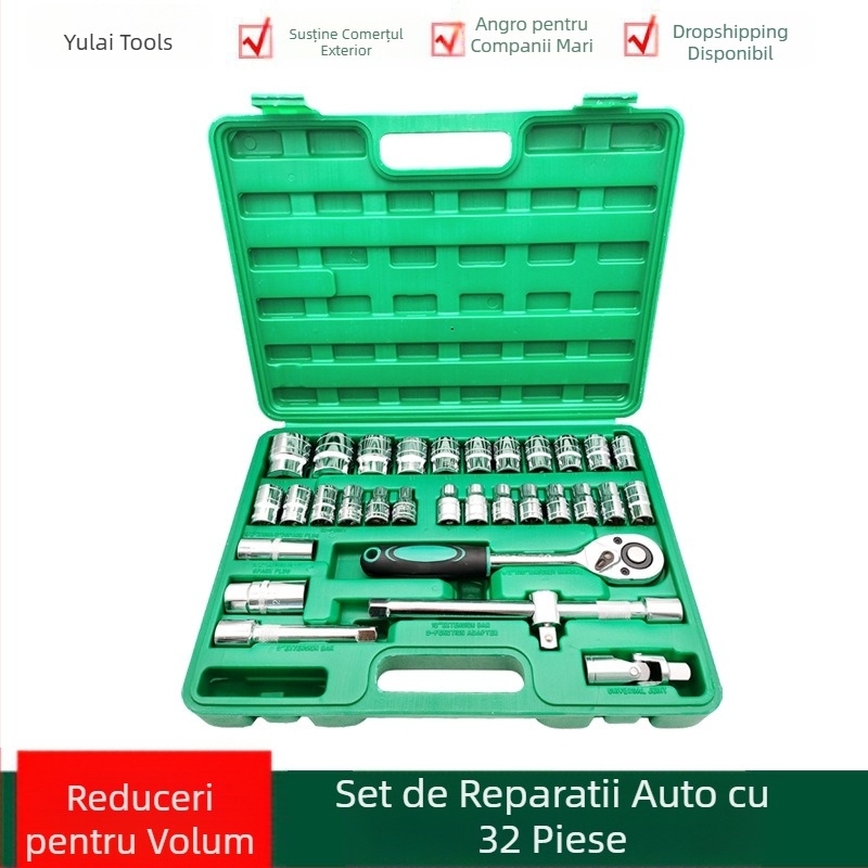 Set de 32 piese chei cu soclu, 8–32 mm, pentru reparații auto