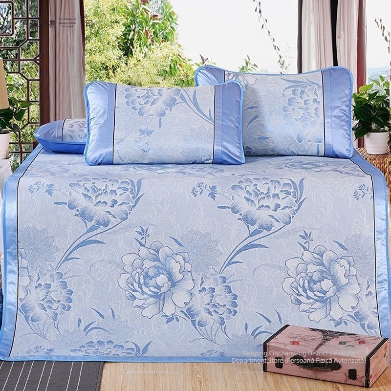 Covoraș pliabil Ice Silk pentru vară, pentru o persoană sau două, moale pentru uz casnic sau cămin, fibre sintetice jacquard