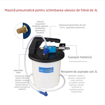 Unealtă de înlocuire a lichidului de frânǎ de 3 litri cu pompă manuală de eliminare a aerului pentru întreținere auto