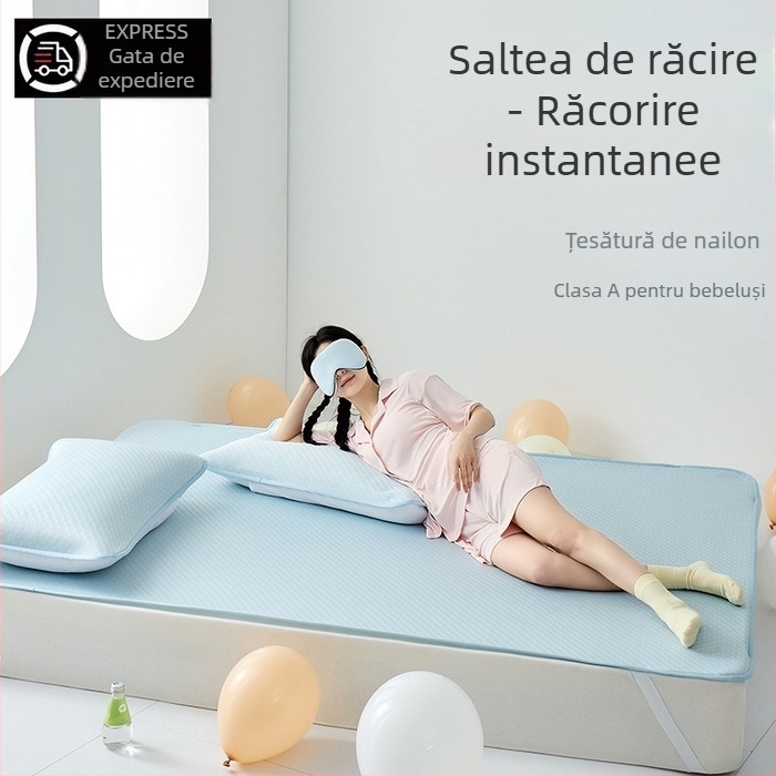 Covoraș de răcire tip sandwich din 100% nylon, cu ice silk, pentru pat de 1,5 m