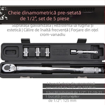 Set de chei dinamometrice 1/2 inch, 5–7 piese, pentru reparații auto