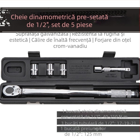 Set de chei dinamometrice 1/2 inch, 5–7 piese, pentru reparații auto