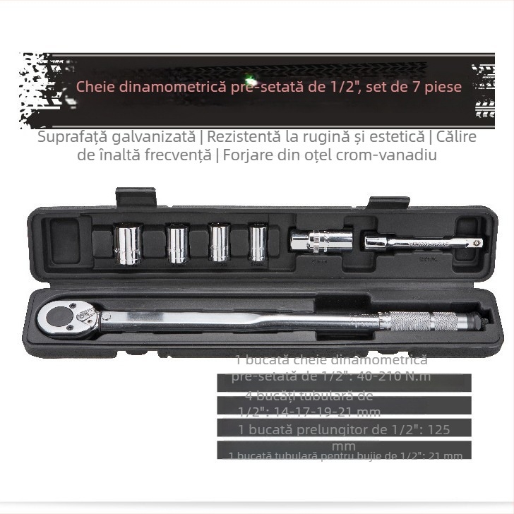Set de chei dinamometrice 1/2 inch, 5–7 piese, pentru reparații auto