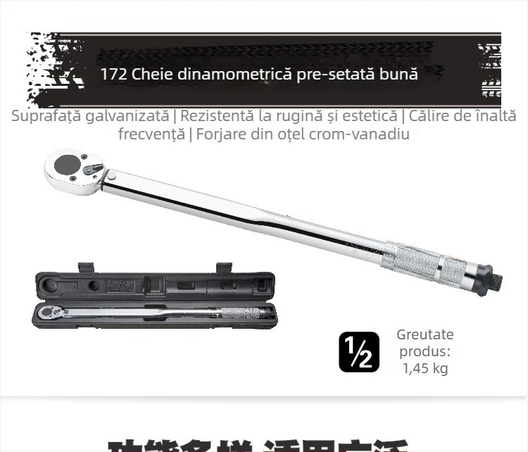 Set de chei dinamometrice 1/2 inch, 5–7 piese, pentru reparații auto