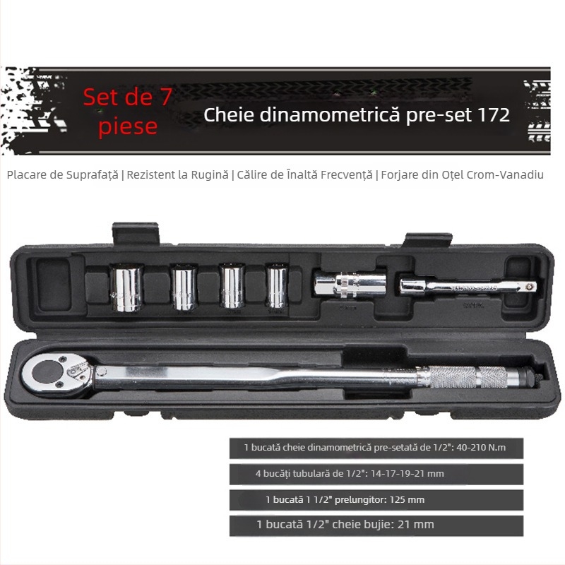 Set de chei dinamometrice 1/2 inch, 5–7 piese, pentru reparații auto