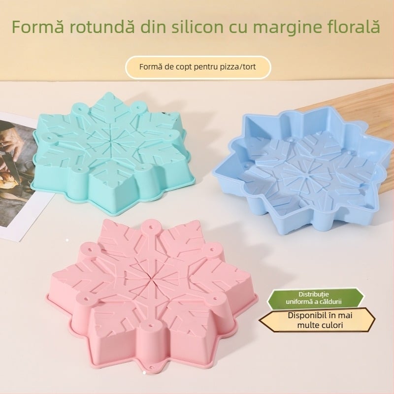 Formă de silicon pentru tort cu fulg de zăpadă de Crăciun, tavă de copt, matriță DIY pentru mousse de casă, personalizabilă