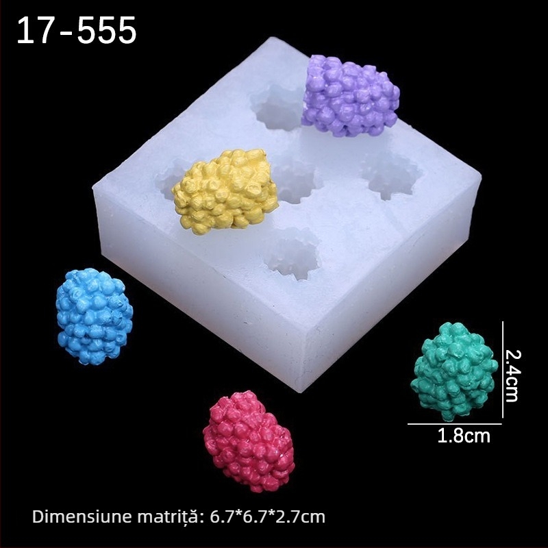 Formă de silicon 3D pentru fructe – cireș și zmeură, pentru cofetărie, decor de tort, ciocolată și lumânări parfumate