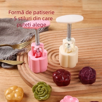 Formă pentru Mooncake cu model floral, Mid-Autumn, pastă din fasole mung, presare manuală, ustensilă de patiserie pentru uz casnic