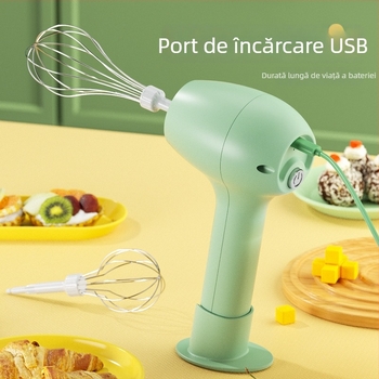 Bețișor electric fără fir, mini mixer multifuncțional cu bază, pentru bătut ouă, frământat aluat și amestecat