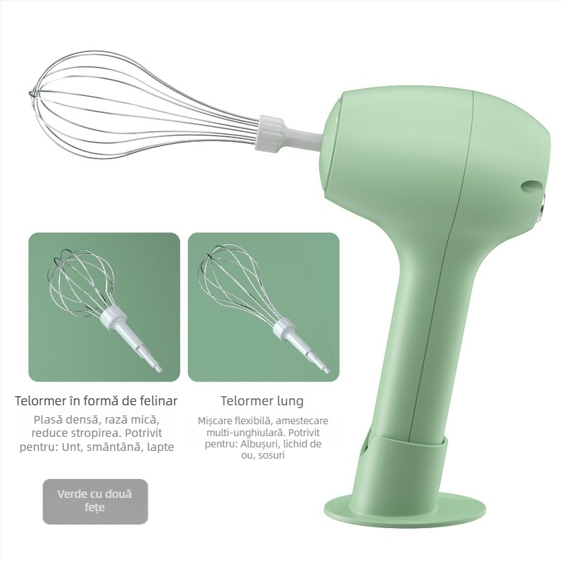 Bețișor electric fără fir, mini mixer multifuncțional cu bază, pentru bătut ouă, frământat aluat și amestecat