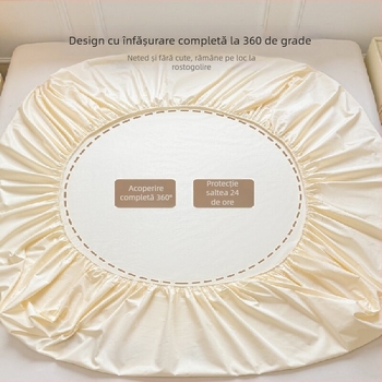 Set de lenjerie pentru copii, 3 piese, din 100% bumbac: cearșaf cu elastic, husă de pat și protecție pentru saltea cu suprafață antiderapantă