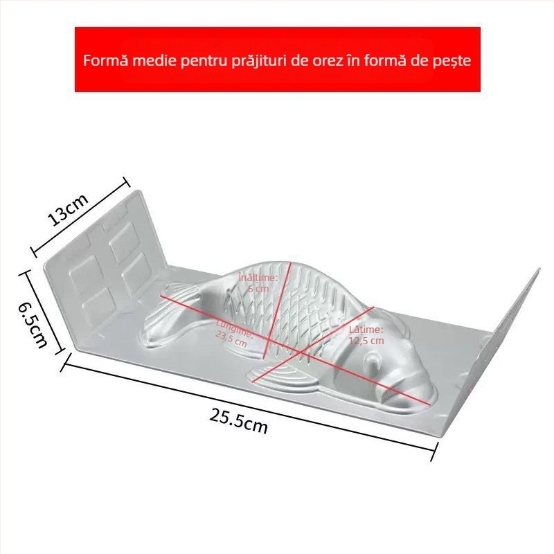 Formă din aluminiu în formă de pește pentru prăjituri de orez, jeleuri și chifle la abur