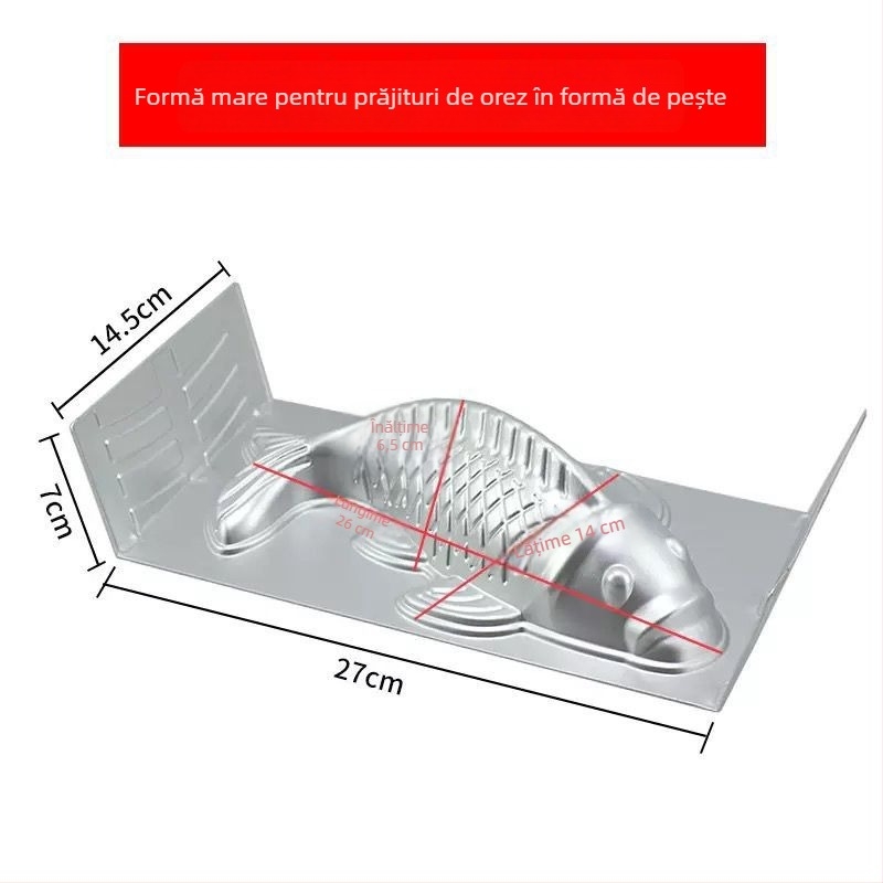Formă din aluminiu în formă de pește pentru prăjituri de orez, jeleuri și chifle la abur
