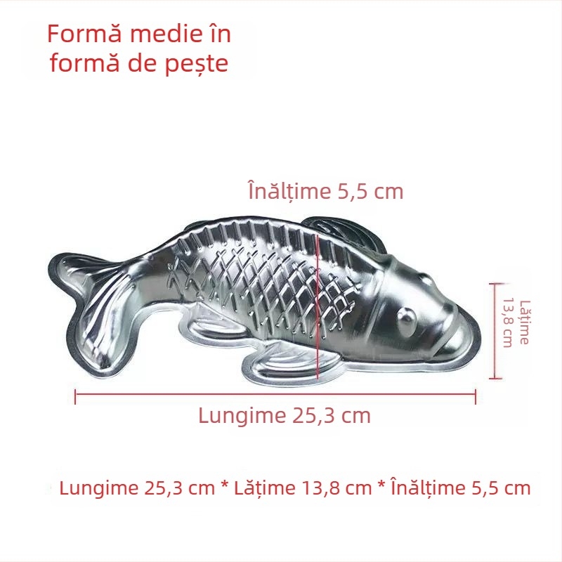 Formă din aluminiu în formă de pește pentru prăjituri de orez, jeleuri și chifle la abur