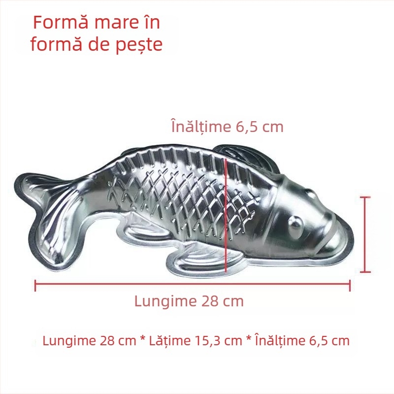 Formă din aluminiu în formă de pește pentru prăjituri de orez, jeleuri și chifle la abur