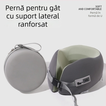 Pernă din spumă cu memorie în formă de U, pentru călătorii, portabilă pentru avion și birou, sprijină gâtul, protecție cervicală, imprimare logo disponibil