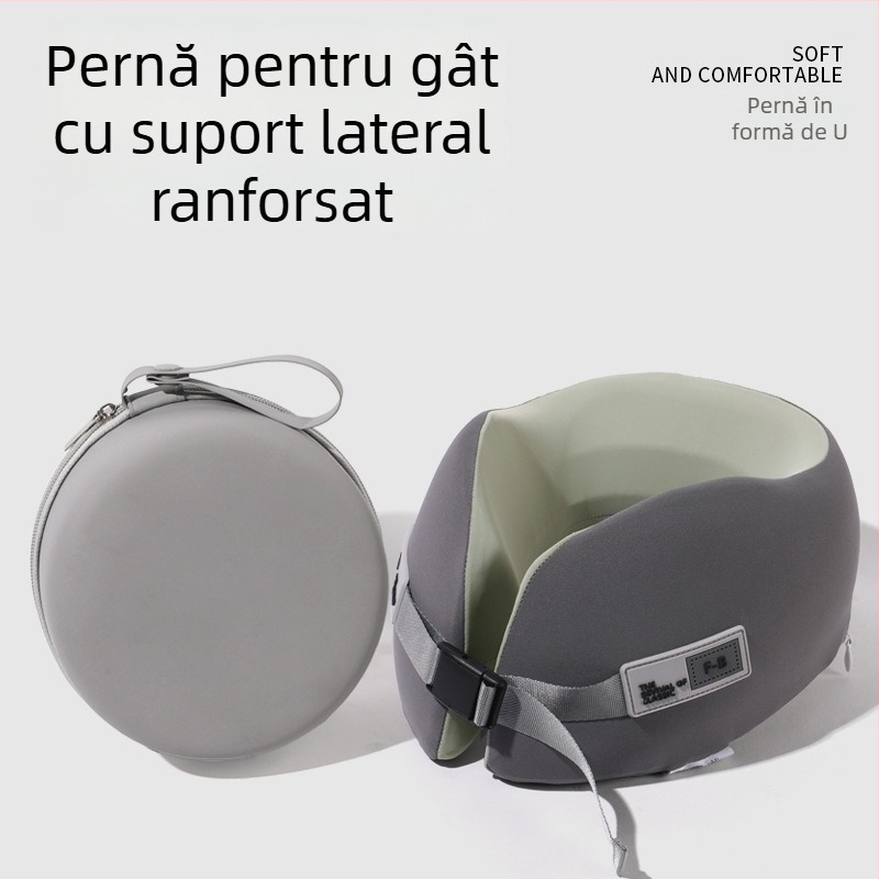 Pernă din spumă cu memorie în formă de U, pentru călătorii, portabilă pentru avion și birou, sprijină gâtul, protecție cervicală, imprimare logo disponibil