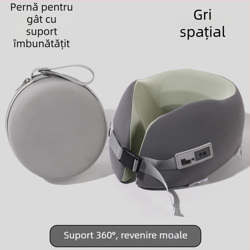 Pernă din spumă cu memorie în formă de U, pentru călătorii, portabilă pentru avion și birou, sprijină gâtul, protecție cervicală, imprimare logo disponibil