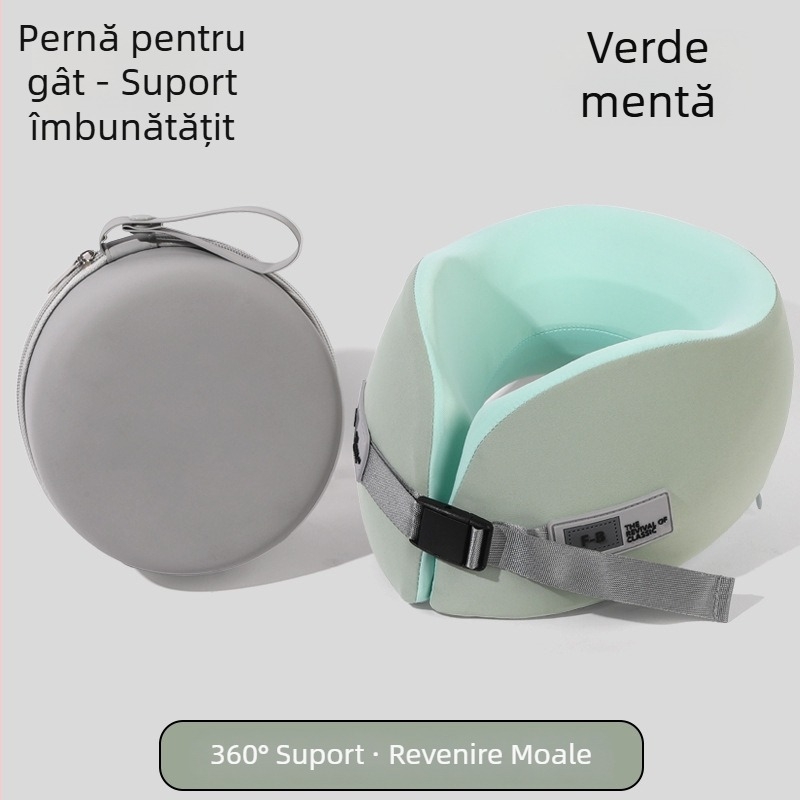 Pernă din spumă cu memorie în formă de U, pentru călătorii, portabilă pentru avion și birou, sprijină gâtul, protecție cervicală, imprimare logo disponibil