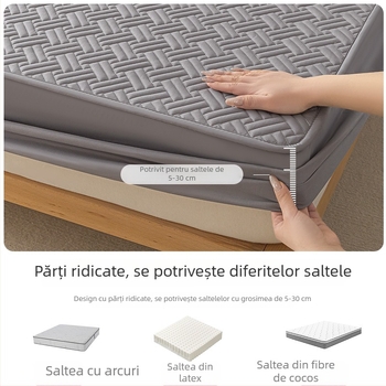 Husă de pat quilted din bumbac, protecție pentru saltea din bumbac spălat, acoperire completă, pentru toate sezoanele