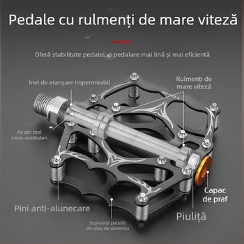 Tosuod Pedale pentru bicicletă din aliaj de aluminiu, cu rulmenți, anti-derapante, universale pentru biciclete montane și de drum