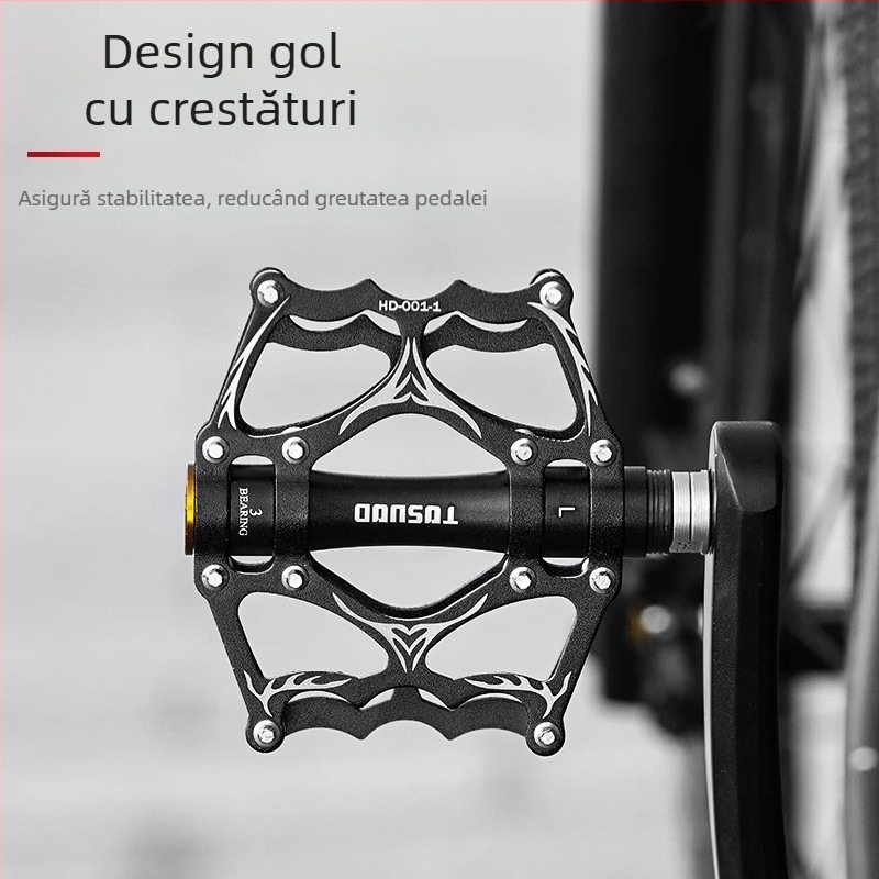 Tosuod Pedale pentru bicicletă din aliaj de aluminiu, cu rulmenți, anti-derapante, universale pentru biciclete montane și de drum