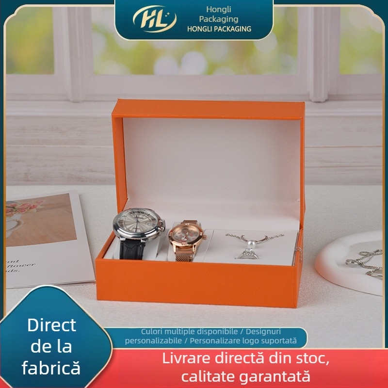 Cutie pentru ceasuri și bijuterii – portabilă, de înaltă clasă, pentru bărbați și femei, cutie cadou pentru bijuterii, cutie de depozitare, cutie pentru ceas și colier, ambalaj bijuterii