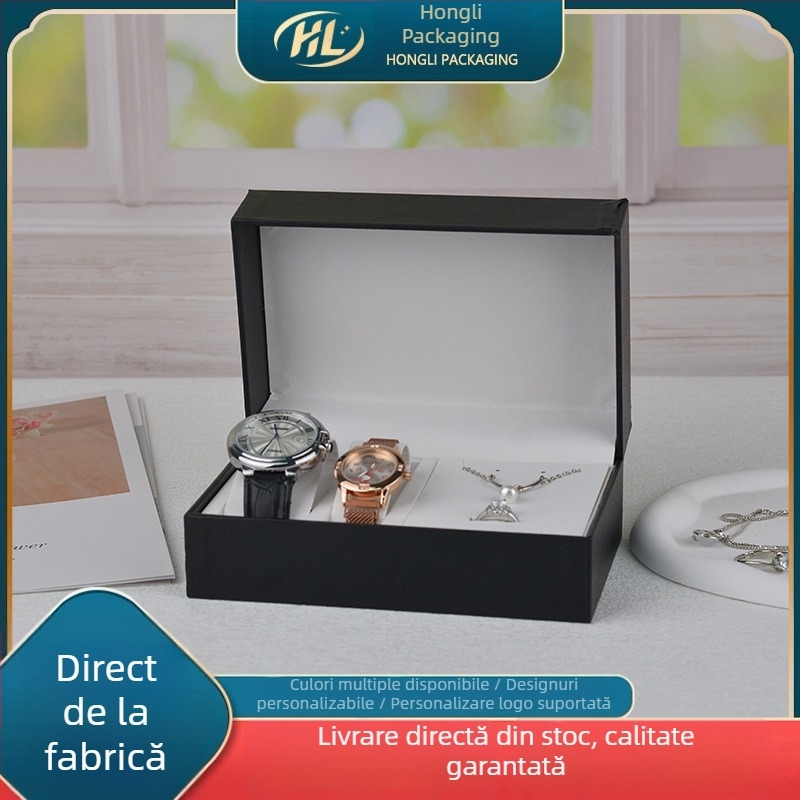 Cutie pentru ceasuri și bijuterii – portabilă, de înaltă clasă, pentru bărbați și femei, cutie cadou pentru bijuterii, cutie de depozitare, cutie pentru ceas și colier, ambalaj bijuterii