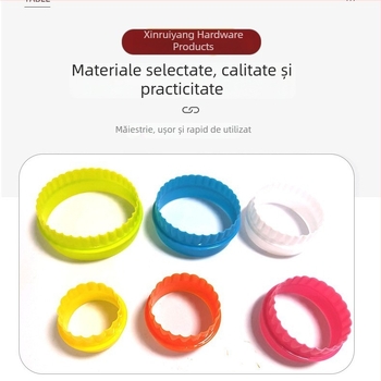 Formă rotundă pentru biscuiți cu model floral, set de 6 piese, dantelă colorată, inel mousse, tăietor de prăjituri