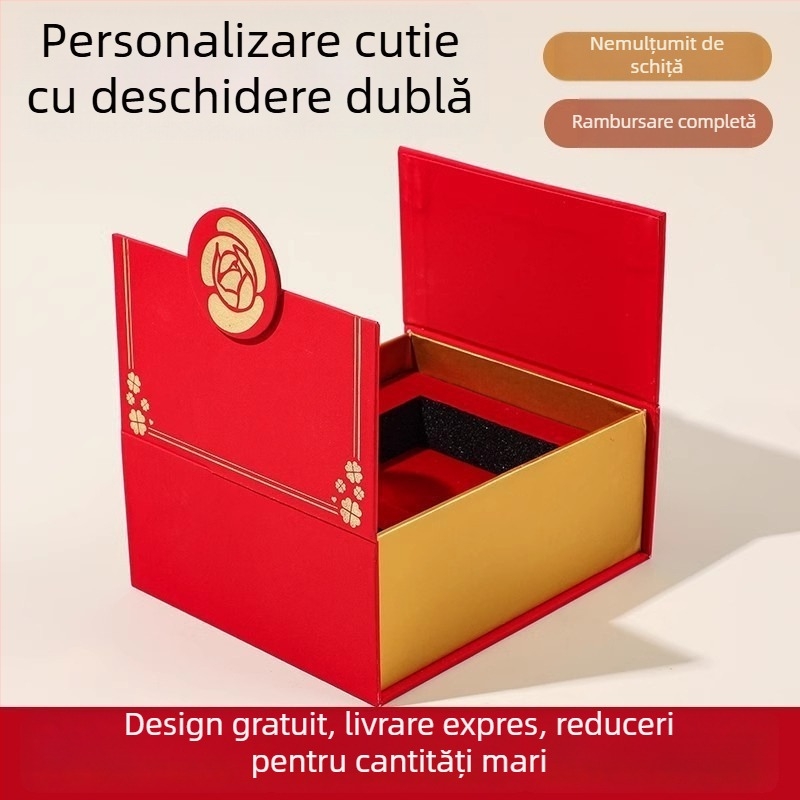 Cutie cadou personalizabilă pentru suplimente alimentare, produse de îngrijire a pielii și cosmetică, cu capac rabatabil și insignă