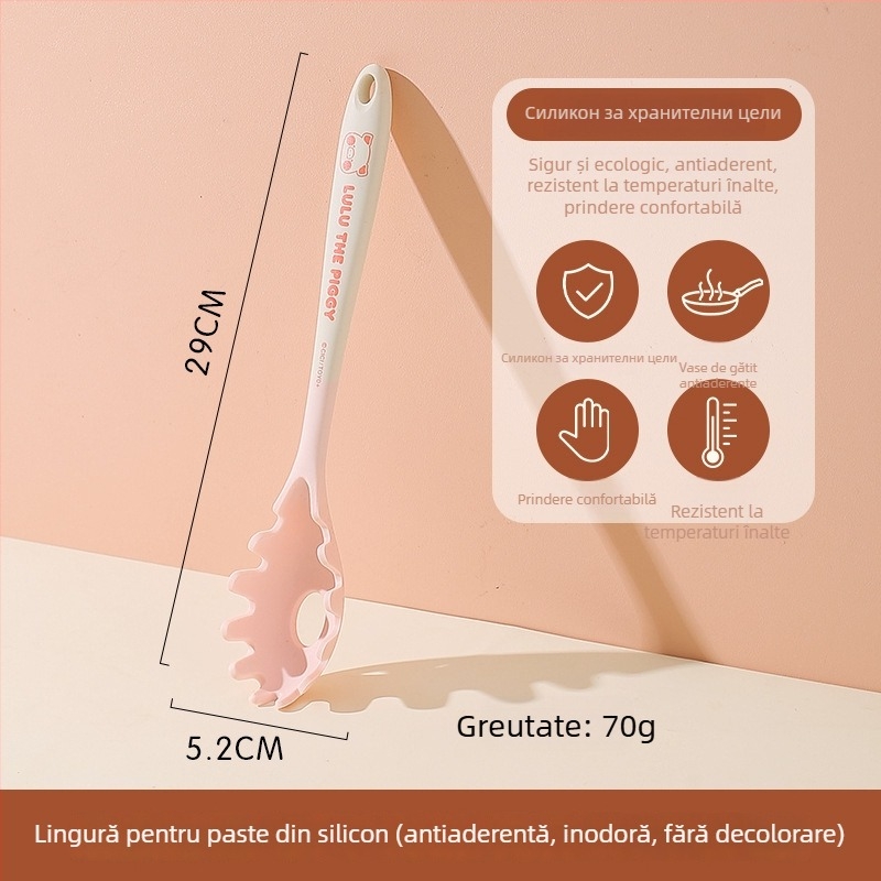 Set silicon lingură și spatulă Kawashimaya x Lulu Pig, rezistent la temperaturi înalte, ustensile de bucătărie, calitate alimentară