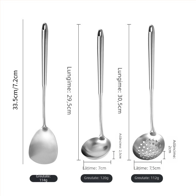 Set de linguri și spatule din oțel inoxidabil 304 – ustensile de bucătărie, spatulă mică, spatulă pentru omletă, durabil și rezistent la temperaturi înalte