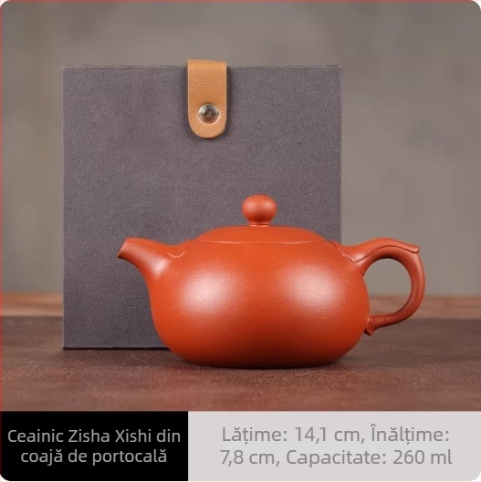 Ceainic Yixing din lut purpuriu, lucrat manual, textură de coajă de portocală și lut roșu, design Fenix, portabil pentru uz casnic și cadou, calitate superioară