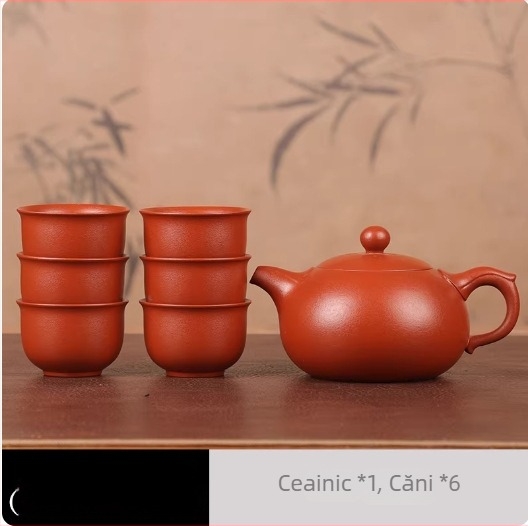Ceainic Yixing din lut purpuriu, lucrat manual, textură de coajă de portocală și lut roșu, design Fenix, portabil pentru uz casnic și cadou, calitate superioară