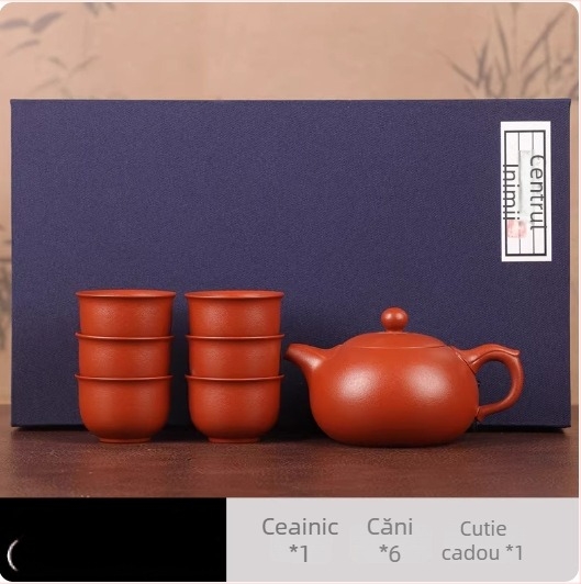 Ceainic Yixing din lut purpuriu, lucrat manual, textură de coajă de portocală și lut roșu, design Fenix, portabil pentru uz casnic și cadou, calitate superioară