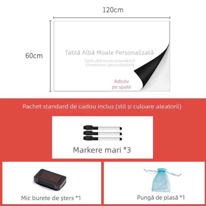 Tablă albă magnetică, cu îmbunătățire, pentru perete de birou; decor mural magnetic pentru copii