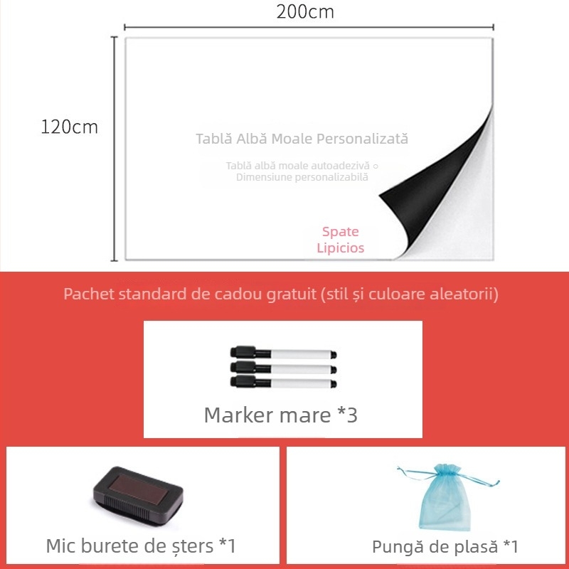 Tablă albă magnetică, cu îmbunătățire, pentru perete de birou; decor mural magnetic pentru copii