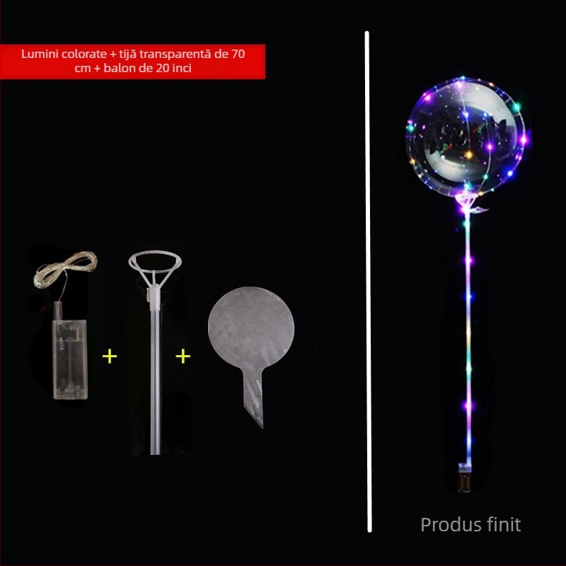 Balon transparent de 18 inch, luminos, pentru atmosfera pieței de noapte și decor de petrecere pentru ziua de naștere