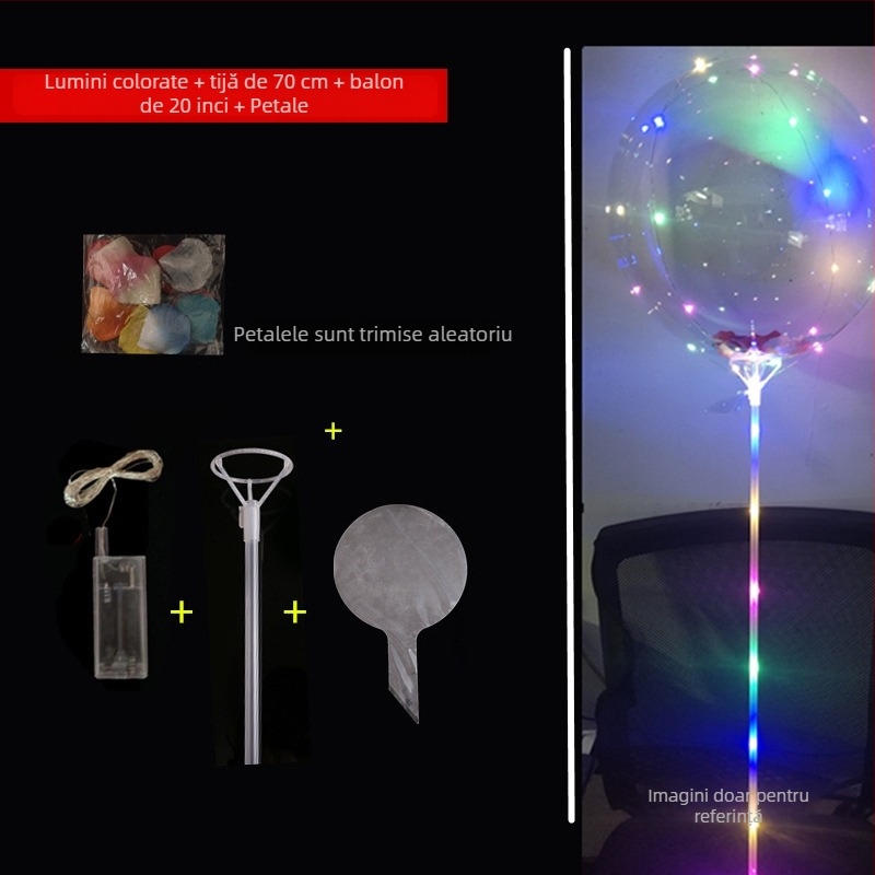 Balon transparent de 18 inch, luminos, pentru atmosfera pieței de noapte și decor de petrecere pentru ziua de naștere