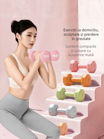 Gantere cu acoperire din cauciuc pentru antrenamentul mușchilor brațelor, colorate, ecologice, pentru fitness acasă, femei, slăbire, yoga pentru copii