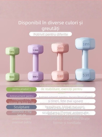 Gantere cu acoperire din cauciuc pentru antrenamentul mușchilor brațelor, colorate, ecologice, pentru fitness acasă, femei, slăbire, yoga pentru copii