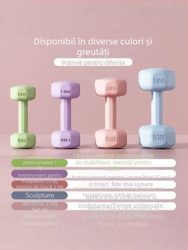 Gantere cu acoperire din cauciuc pentru antrenamentul mușchilor brațelor, colorate, ecologice, pentru fitness acasă, femei, slăbire, yoga pentru copii