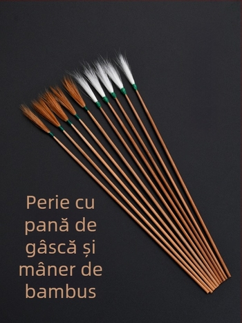 Unealtă de curățare a urechilor cu mâner din bambus și vârfuri cu pene
