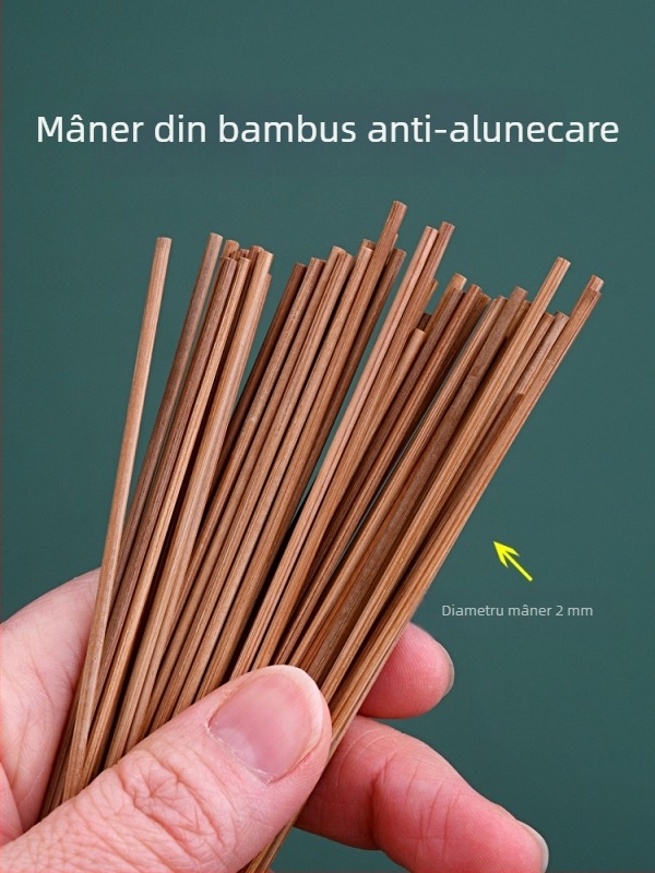 Unealtă de curățare a urechilor cu mâner din bambus și vârfuri cu pene