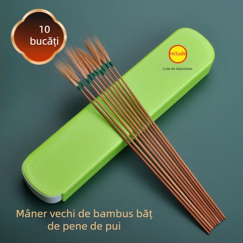 Unealtă de curățare a urechilor cu mâner din bambus și vârfuri cu pene