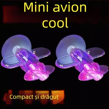 Avion mic LED luminos, alimentat de vânt, iluminare ambientală pentru mașină